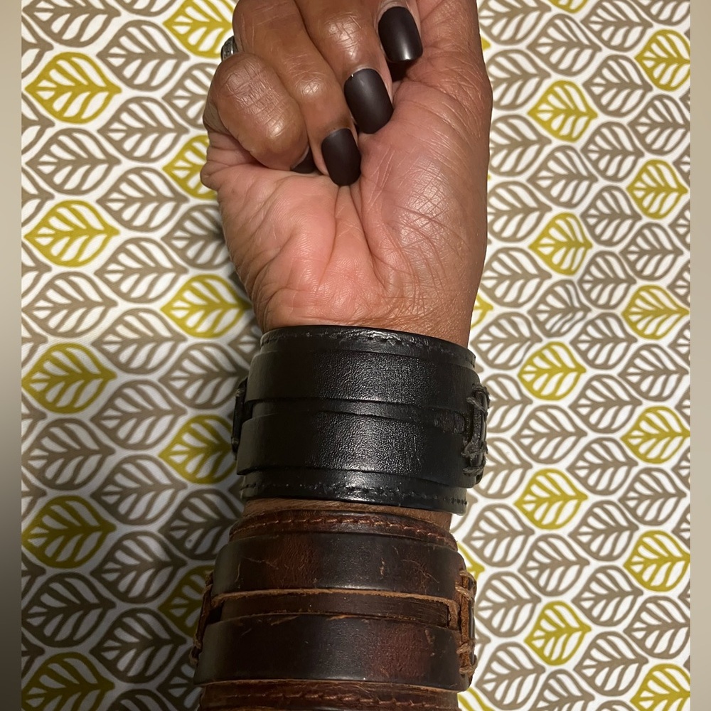 SET OF 2 Leather Cuff Bracelets